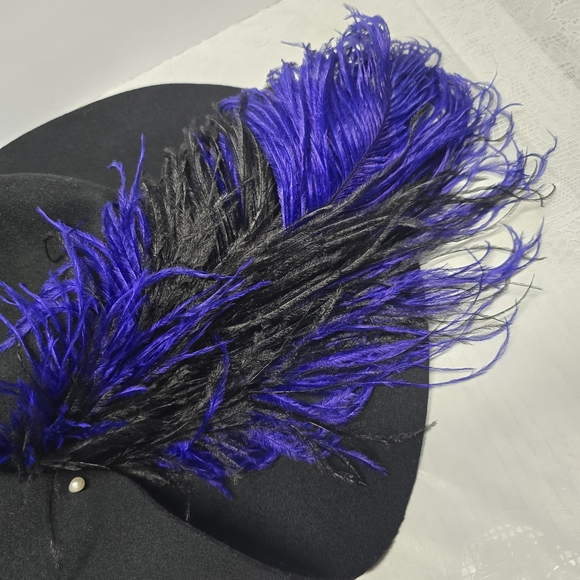 Black Wool Felt Cavalier Pirate Hat Purple Feather Musketeer Buccaneer Halloween main image 11